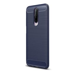   Xiaomi Redmi K30 / K30 5G / Poco X2, Szilikon tok, közepesen ütésálló, szálcsiszolt, karbon minta, sötétkék