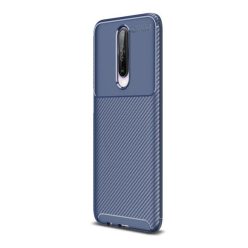   Xiaomi Redmi K30 / K30 5G / Poco X2, Szilikon tok, közepesen ütésálló, légpárnás sarok, karbon minta, kék