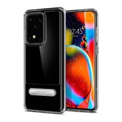   Samsung Galaxy S20 Ultra 5G SM-G988, Szilikon tok, műanyag hátlappal, kitámasztóval, Spigen Slim Armor Essential, átlátszó