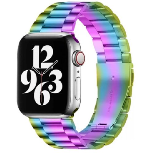 Apple Watch 1-6, SE (38 / 40 mm), fém pótszíj, Xprotector, szivárvány