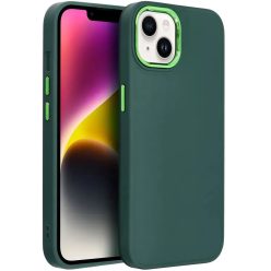   Samsung Galaxy A55 5G SM-A556B, Szilikon tok, közepesen ütésálló, fémhatású kamera keret, Frame Case, zöld