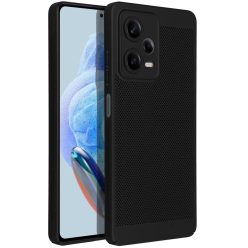   Xiaomi Redmi Note 13 4G, Műanyag hátlap védőtok, légáteresztő, lyukacsos minta, Breezy, fekete