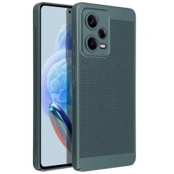   Xiaomi Redmi Note 13 4G, Műanyag hátlap védőtok, légáteresztő, lyukacsos minta, Breezy, sötétzöld