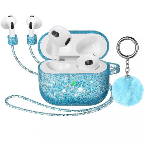 Apple Airpods 3 csillámos szilikon tok kék