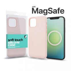   MagSafe rögzítésű Soft Touch Silicone Case Apple Iphone 14 Pro Max készülékhez - krétarózsaszín