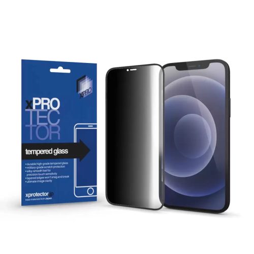 XPRO Tempered Glass 0.33 Full 3D Black FG PRIVACY kijelzővédő üveg / üvegfólia Apple iPhone 13 / 13 Pro / 14 készülékhez