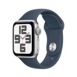   Apple Watch SE (2023) GPS 40mm Silver Aluminium Case with Sport Band M/L - Storm Blue (MRE23QH/A)