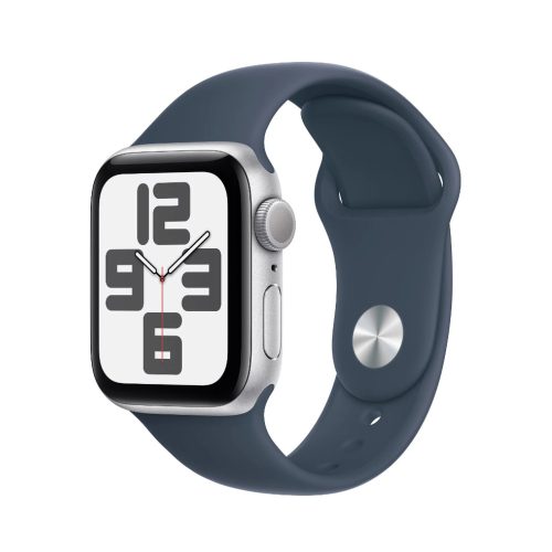 Apple Watch SE (2023) GPS 44mm Silver Aluminium Case with Sport Band M/L - Storm Blue (MREE3QH/A)